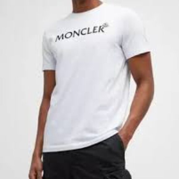 68 - NWT MONCLER LOGO FLOCKED APPLIQUED COTTON'JERSEY T-SHIRT - Picture 4 of 13